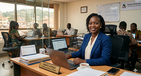Professional headshot of Grace Atieno looking confident and approachable, featured alongside her review of Robert Mwesige's expertise in HR strategy and AI-enabled analytics.