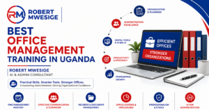 Accelerate corporate performance with the premier office management training in Uganda led by Robert Mwesige. Master executive support, administrative professional courses in Kampala, electronic records keeping, and agentic AI integration for administrative roles.