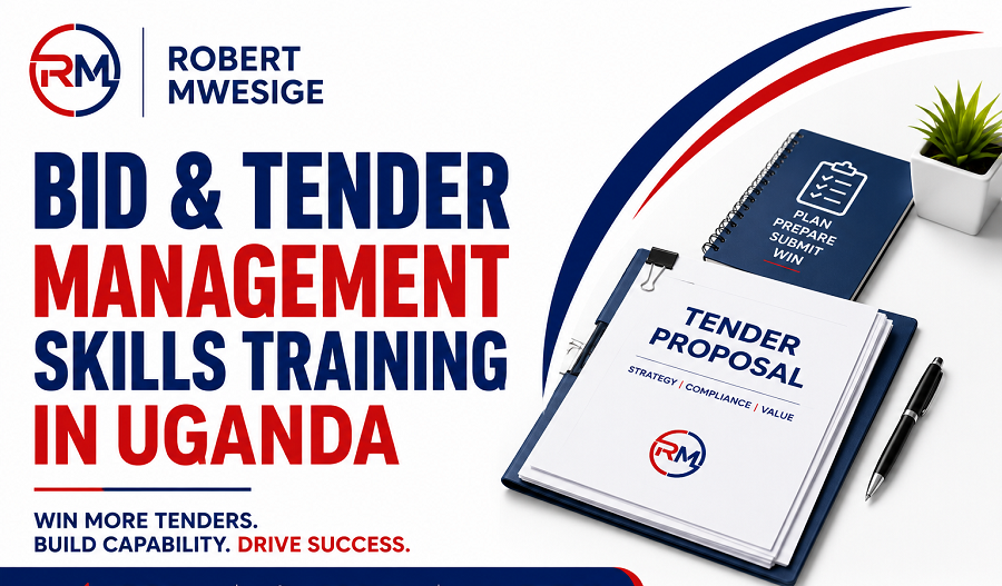 A Tender and Bid Management Training Course in Uganda is a Professional Development Program That Teaches People How to find, write, and Win Business Contracts, including PPDA Compliance, eGP Systems, NGO RFPs, Oil and Gas National Content, and Proposal Mechanics for Winning High-Value Contracts.