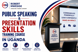 Public Speaking & Presentation Skills Training in Uganda is a structured program designed to help individuals build confidence, Craft Clear Messages, And Master Physical and Vocal Delivery in Front of An Audience. It Typically Covers Reducing Anxiety, Structuring Content, And Improving Non-Verbal Communication.