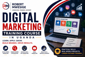 Digital Marketing Training in Uganda is a Course That Teaches Professionals How to Promote Products and Services Using Online Channels Like Search Engines, Social Media, And Email. It Covers Search Engine Optimization (SEO), Social Media Marketing, Paid Advertising, Websites, and Content Marketing.