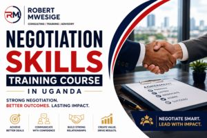 Negotiation Skills Training in Uganda is a structured course designed to teach individuals how to prepare for, manage, And Successfully Conclude Discussions to Reach Mutually Beneficial Agreements. It Covers Core Concepts Like Active Listening, Assertiveness, Emotional Intelligence, BATNA, ZOPA, and Win-Win Strategies.
