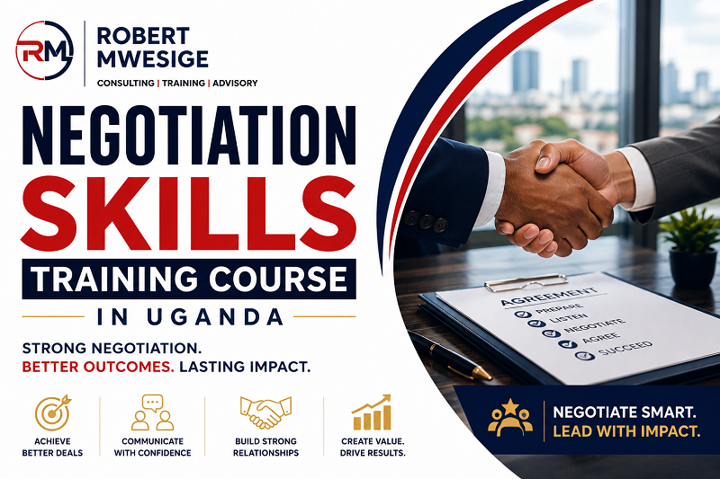 Negotiation Skills Training in Uganda is a structured course designed to teach individuals how to prepare for, manage, And Successfully Conclude Discussions to Reach Mutually Beneficial Agreements. It Covers Core Concepts Like Active Listening, Assertiveness, Emotional Intelligence, BATNA, ZOPA, and Win-Win Strategies.